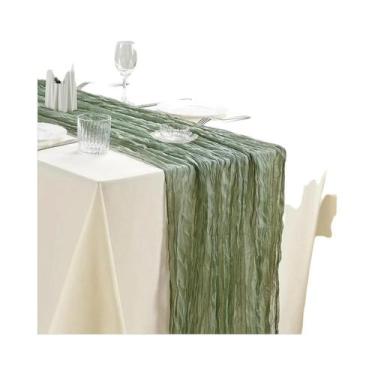Imagem de Caminho De Mesa Boho Semi-Transparente Em Tecido Gaze Rústico Para Cas