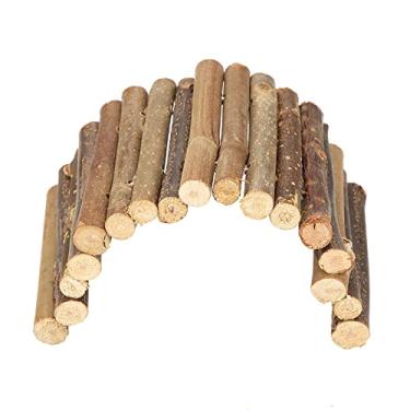 Imagem de ZJchao Hamster Bendy Ponte de Madeira Escada Casa de Madeira Natural Mastigar Brinquedo para Pequenos Animais Répteis Roedores Exercício Escalada Jogo Rampa Túnel (M)