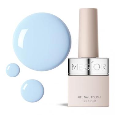 Imagem de MEGIOR Esmalte de gel azul bebê 1 ml azul celeste de longa duração lâmpada LED de imersão UV luz cura à luz kit de esmalte de gel livre de TPO para salão de beleza e arte de unhas, manicure iniciante