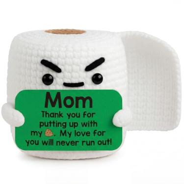 Imagem de Funny Gifts for Mom Birthday from Daughter Son, Handmade Knitted Toilet Roll Desk Ornament with Thank You Mom Card, Unique Mothers Day Keepsake for Women, Novelty Gag Gifts for Adults Home Decor