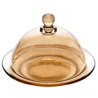 Imagem de Queijeira Com Tampa De Cristal Âmbar Vidro Mesa Posta - LANTY