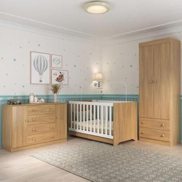 Imagem de Quarto de Bebê Completo com Berço Americano 3 em 1 para Colchão 130x70