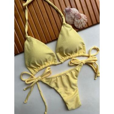 Imagem de Biquini Feminino Cortininha com Bojo Removivel Calcinha De Amarrar na 