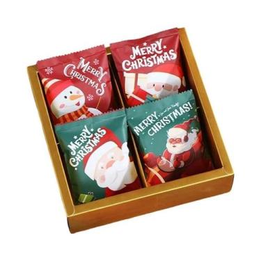 Imagem de Sacos De Embalagem Para Biscoitos Com Padrão De Papai Noel E Boneco De