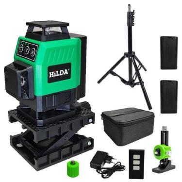 Imagem de Nível A Laser 16 Linhas Verde Hilda 2 Baterias Controle Suporte Elevat