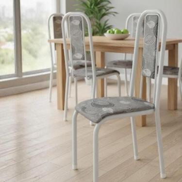 Imagem de Conjunto Jogo Kit 4 Cadeiras Metal Aço Cozinha Jantar Almofadada - MAD