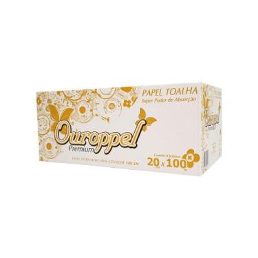 Imagem de Papel Toalha Bobina 100% Celulose Ouroppel com 8 Rolos de 100 metros -