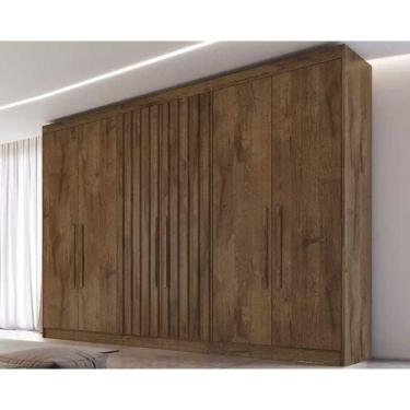 Imagem de Guarda Roupa Casal Potente 6 Portas C/ 2 Ripados E 6 Gavetas Braúna - Europa