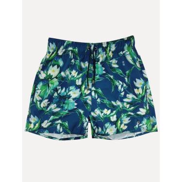 Imagem de Short Sergio K Masculino Beachwear Folhagem Floral Azul Escuro-Masculino