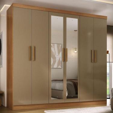 Imagem de Guarda-Roupa Solteiro Lancaster 6 Portas 3 Gavetas 100% Mdf com Espelh