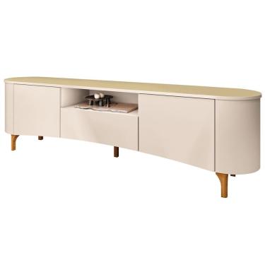 Imagem de Rack Para Sala De Estar Tv 80 Pol Orgânico 201cm Martina B01 Off White Champanhe - Lyam Decor
