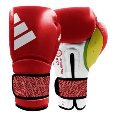 Imagem de Luva de Boxe adidas Hybrid 300 em Couro CBBOXE Brasil, Vermelho, Branc