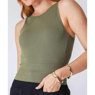 Imagem de Blusa Regata Feminina Sem Costura Canelada Marisa Verd-49199, Verde, M