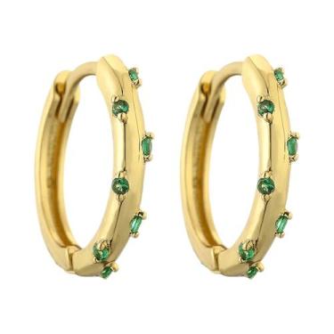 Imagem de Brincos De Argola Dourados Moda Coreana Pequenos Com Zircônia Cúbica A
