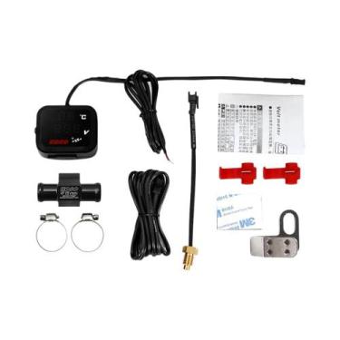 Imagem de Medidor Digital LCD 3 Em 1 À Prova d'Água Para Moto Com Temperatura Da