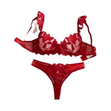 Imagem de Conjunto De Sutiã E Calcinha Transparente Floral Sexy Para Mulheres, L