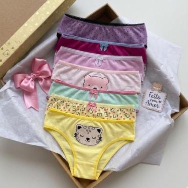 Imagem de 12 calcinha infantil menina básica Vários Modelos Estampas Conforto - 