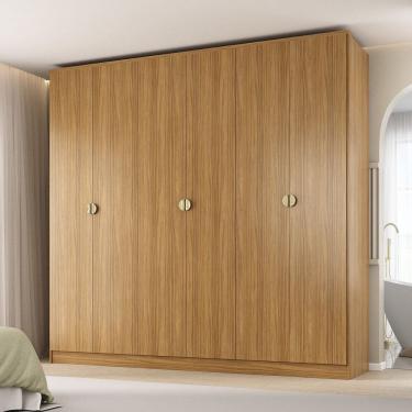 Imagem de Guarda-roupa Casal 100% Mdf 6 Portas 4 Gavetas Brescia Nogueira
