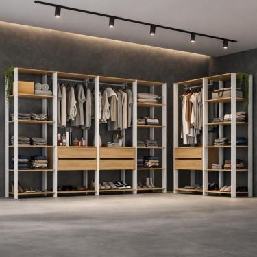Imagem de Guarda-Roupa Closet Modulado Arizona 6 Gavetas 405cm Multimóveis MP4785