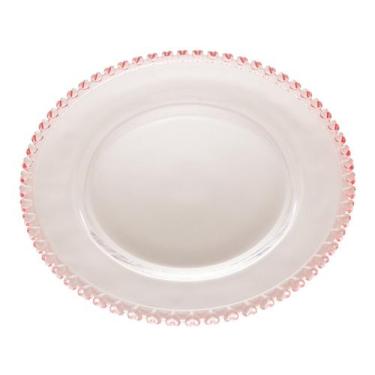 Imagem de Prato Raso de Cristal Coração Borda Rosa 28cm 1685 - Lyor