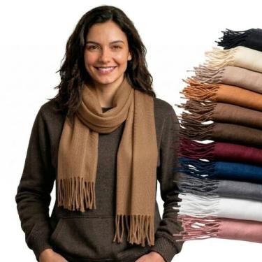 Imagem de Cachecol Feminino Pashmina Xale Tipo Manta Toque Macio Com Franjas 180