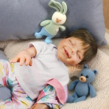 Imagem de WKMRH Bebê reborn Realista Original Olhos fechados Menina,Bebê Boneca Reborn Macio Toque Realista Vinil Corpo Inteiro Silicone Lavável