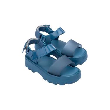 Imagem de mini melissa Sandálias de plataforma Kick Off para crianças - Sandálias de gelatina de plataforma grossa para meninas, sapatos infantis de verão, sandálias para meninas, Azul/azul, 1 Big Kid