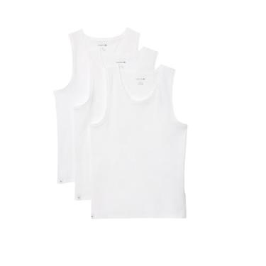 Imagem de Lacoste Regata masculina 100% algodão, modelagem regular, gola redonda, pacote com 3, B...