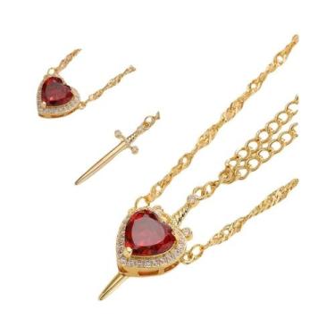 Imagem de Colar Com Pingente De Coração E Espada Romântico Branca De Neve E O Ca