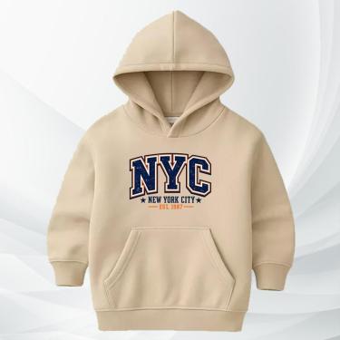 Imagem de Blusa Moletom Infantil NYC New York City Moleton Com Capuz Flanelado Confortável College Inverno-Unissex