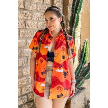 Imagem de Camisa Social Botão Divertida Unissex Amo Meu Sertão - cs modas, Slim,