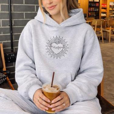 Imagem de Moletom Canguru Estampado Sagrado Coração De Jesus 1316 Inverno Blusa 