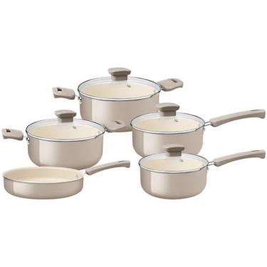 Imagem de Jogo de Panelas Tramontina Revestimento Cerâmico de Alumínio Linho 5 P