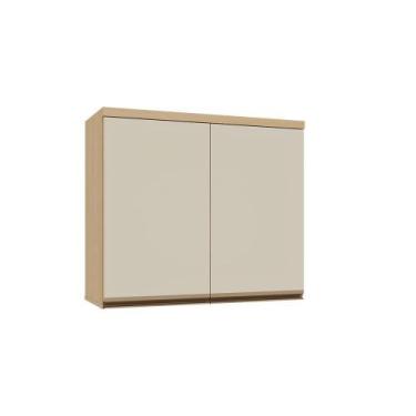 Imagem de Armário Aéreo 2 Portas 80cm Brise Luciane Móveis Carvalho-off White Pé