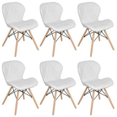 Imagem de Kit 6 cadeiras estofadas Charles Eames Eiffel Slim Wood confort - Bran
