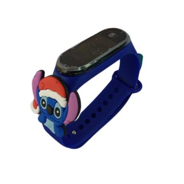 Imagem de Relógio Infantil Feminino Angel Stitch Escuro Natal Analógico com Pulseira Silicone à Prova D’água Azul OEM
