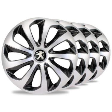 Imagem de Jogo 4 Calota Velox Aro 14 Prata Preta Peugeot 206 207 307 - Elitte