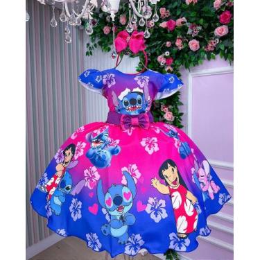 Imagem de Vestido Infantil Temáticos Luxo Lilo e Stitch - Confeccionado em Tecid