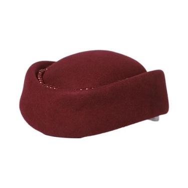 Imagem de Boina Feminina Vintage De Feltro De Lã Com Pérolas, Estilo Fascinator,