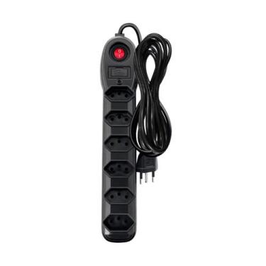 Imagem de Filtro de Linha 6 Tomadas 3,0mt 10A Bivolt Preto 3mt x0.75 Megatron - 