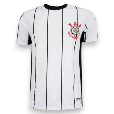 Imagem de Camisa Corinthians Fitness Branca Listrada Masculina Oficial