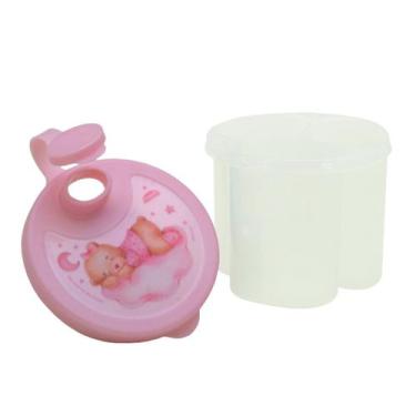 Imagem de Dosador Porta Leite em Pó com Divisória Plasútil, Ursinha Rosa