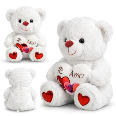 Imagem de Urso Com Coração Te Amo Pelúcia Infantil Hipoalergênico Macio Para Ape