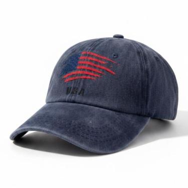 Imagem de Bone USA Retro Vintage Desbotado Estados Unidos Baseball - Azul - Luke