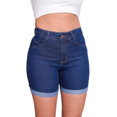 Imagem de Short Jeans Feminino Cintura Alta Com Elastano Moda Verão - LOOK GIRLS