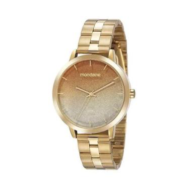 Imagem de Relogio feminino dourado gliter mondaine 32109lpmvde1