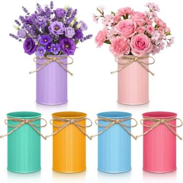 Imagem de Domensi 6 peças de porta-lápis de metal colorido para caneta arco-íris, copos de giz de...