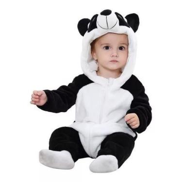Imagem de Macacão Infantil Bebê Fantasia Inverno Frio Ursinho Panda Pandinha Ani