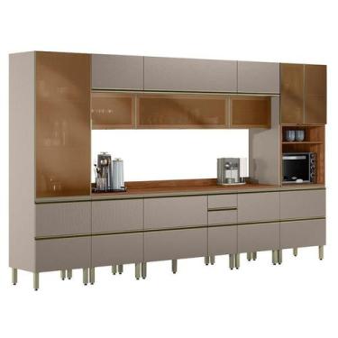 Imagem de Cozinha Modulada Proença 8 peças Paneleiro e Cristaleira Nogueira Nude