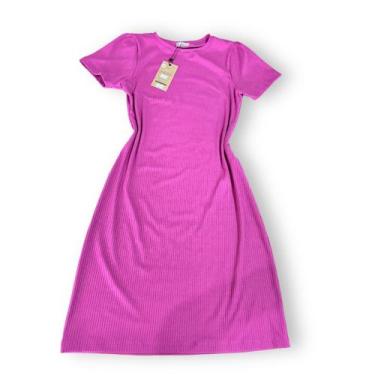 Imagem de Vestido Modal Canelado Feminino Rosa - D'NILLUXO, P